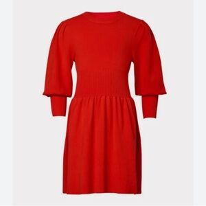 Girls MILLY MINIS Red Fit & Flare Ribbed long sleeve dress- Size 7/8